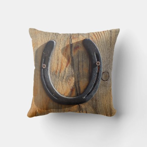 Cute Western Rustic Good Luck Horse Horseshoe Throw Pillow Zazzle