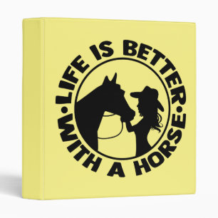 Cute Western Yellow Cowgirl Equestrian Horse 3 Ring Binder