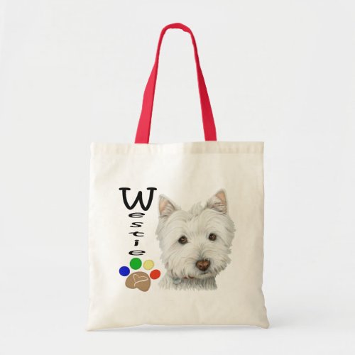 Cute Westie and Paw Print Art gift bag