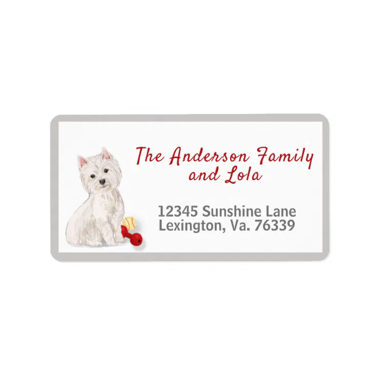 Cute Westie and Toys Family Return Address Label | Zazzle