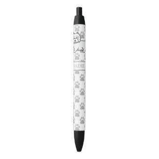 Cute Westie Cartoon Dog With Name And Gray Paws Black Ink Pen