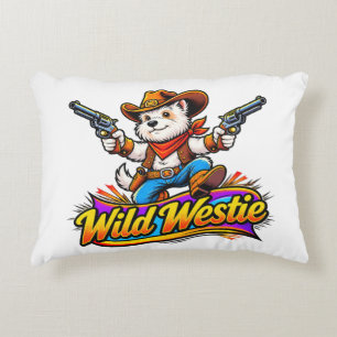 Cute Westie Cowboy Dog Funny Western Original Art Accent Pillow