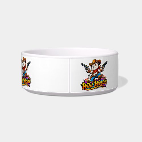 Cute Westie Cowboy Dog Two-Gun Western Bowl