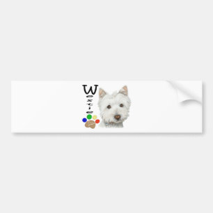 Cute Westie Dog and Paw Art Bumper Sticker