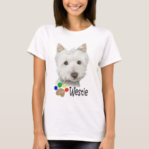 Cute Westie Dog and Paws Art Gifts T-Shirt