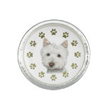 Cute Westie Dog Art And Paws Ring at Zazzle