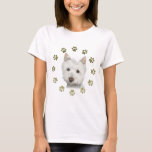 Cute Westie Dog Art And Paws T-shirt at Zazzle