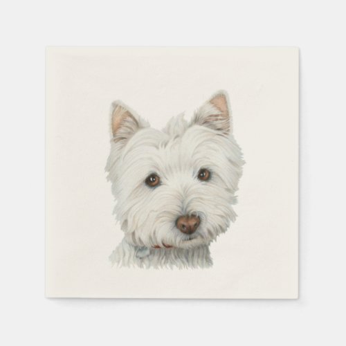 Cute Westie Dog Art Cocktail Napkin