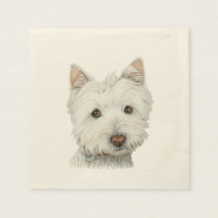Cute Westie Dog Art Cocktail Napkin
