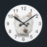 Cute Westie dog art Wall Clock<br><div class="desc">for West Highland White terrier dog lovers</div>