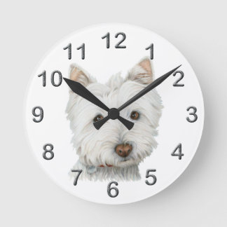 Cute Westie dog art Wall Clock