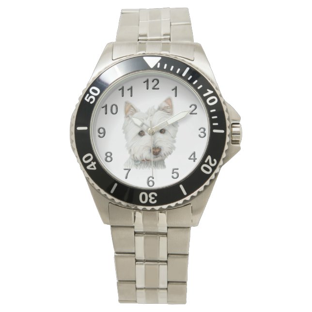 Cute Westie Dog Art Watch (Front)
