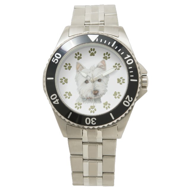 Cute Westie Dog Art Watch (Front)