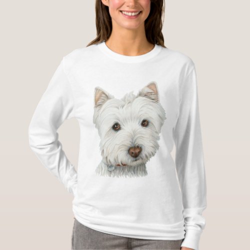 Cute Westie Dog Art Womans T_Shirt