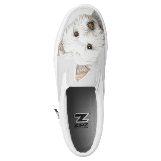 Cute Westie Dog Art Zip Slip on Shoes (Left Shoe Top)