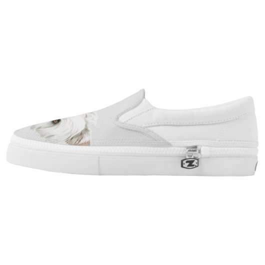 Cute Westie Dog Art Zip Slip on Shoes (Left Shoe Outside)