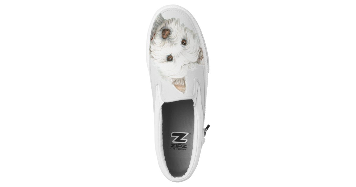 Cute Westie Dog Art Zip Slip on Shoes | Zazzle