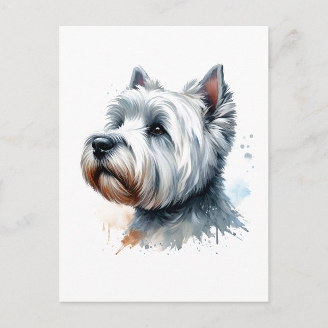 Cute Westie Dog Face Watercolor Art Postcard (Front)