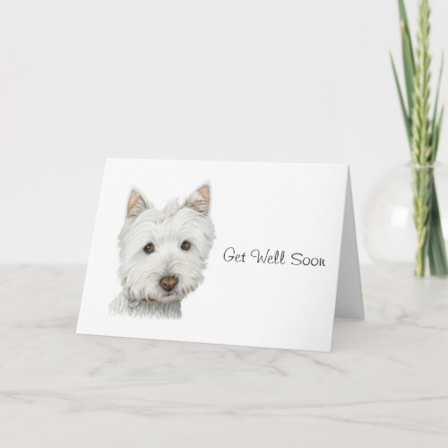 Cute Westie Dog Get Well Soon Card