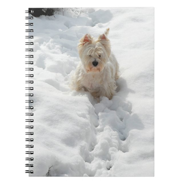 Cute Westie Dog in the Snow Notebook Journal (Front)