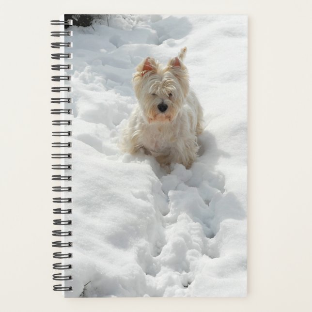 Cute Westie Dog in the Snow Planner (Front)