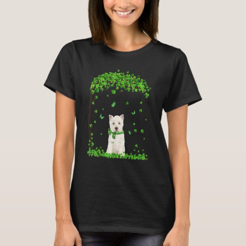 Cute Westie Dog Irish Green Shamrock C  St Patrick T_Shirt