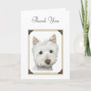 Cute Westie Dog Letterpress Thank You Card