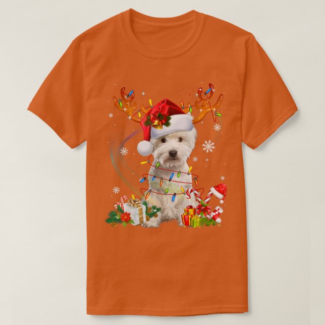 Cute Westie Dog Lights Santa Hat Sweater Xmas Tree (Design Front)