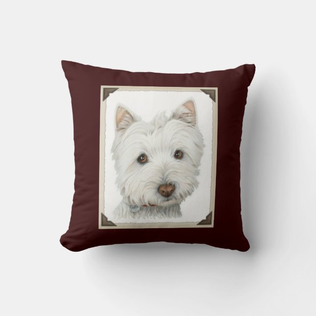 Cute Westie Dog MoJo Pillow (Front)