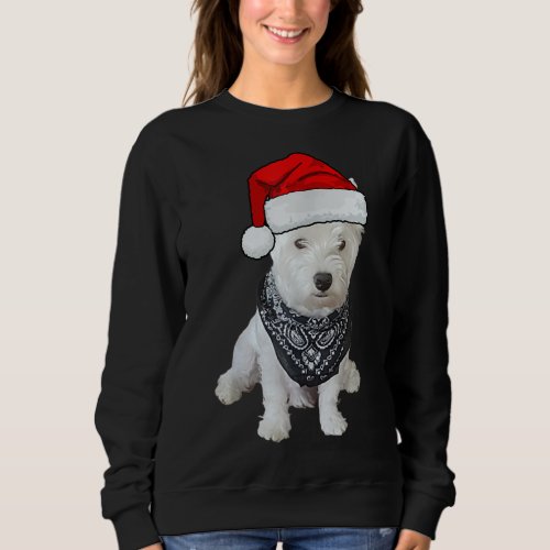 Cute Westie Dog Picture Xmas hat Sweatshirt