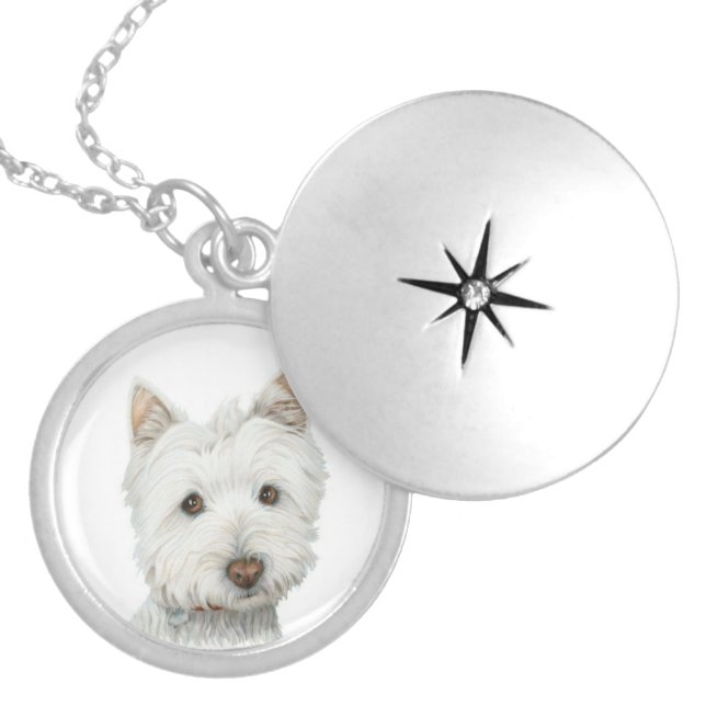 Cute Westie Dog Silver Necklace (Front)