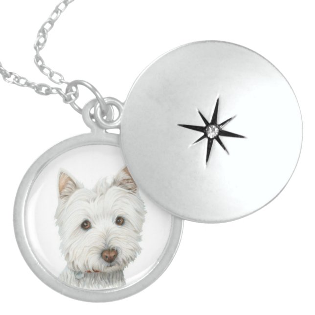 Cute Westie Dog Silver Necklace (Front)