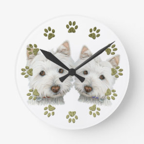 Cute Westie Dogs Clock