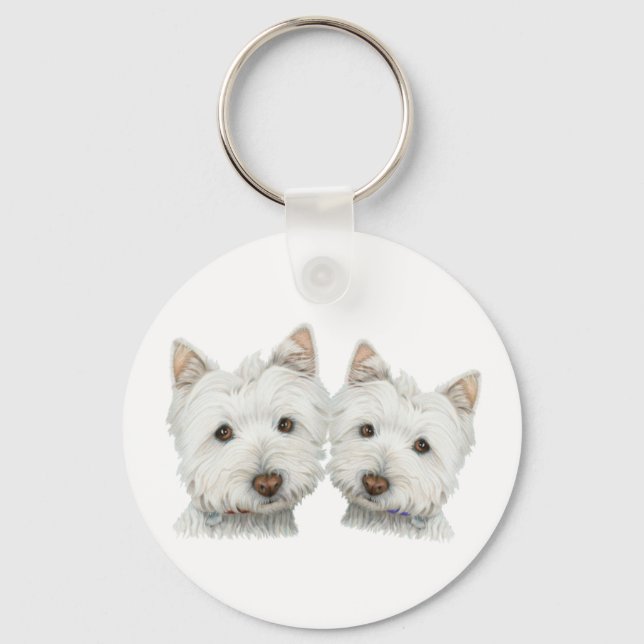 Cute Westie Dogs Keychain (Front)