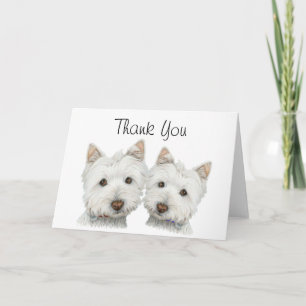 Cute Westie Dogs Letterpress Thank You Card