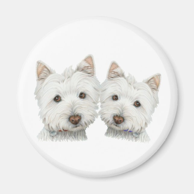 Cute Westie Dogs Magnet (Front)