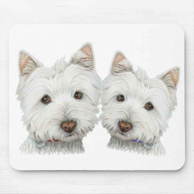 Cute Westie Dogs Mouse Pad (Front)