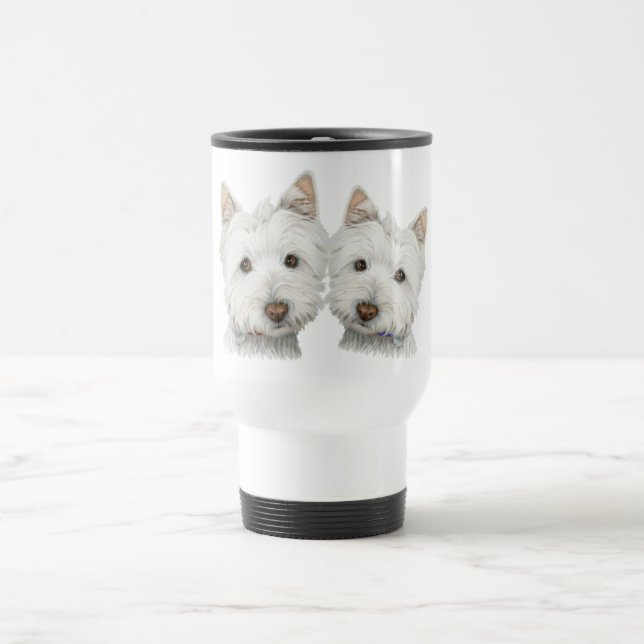 Cute Westie Dogs Travel Mug (Center)