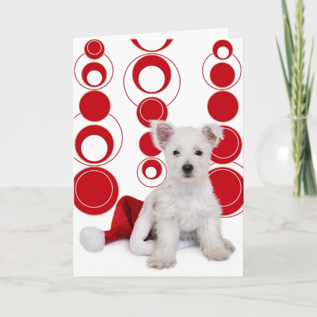 Cute Westie Pup Christmas Card (Front)