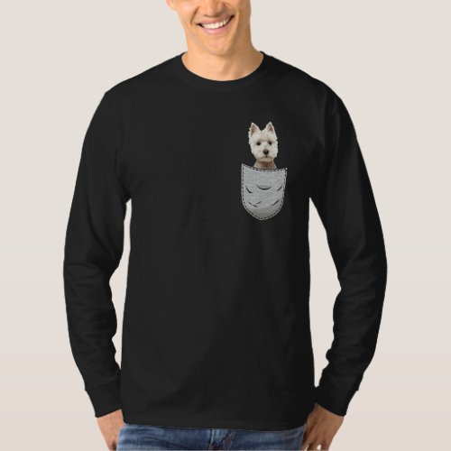 Cute Westie White Highland Terrier Pocket For Dog  T_Shirt