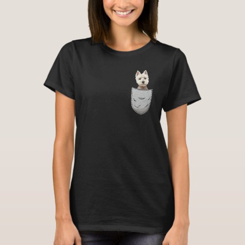 Cute Westie White Highland Terrier Pocket For Dog  T_Shirt