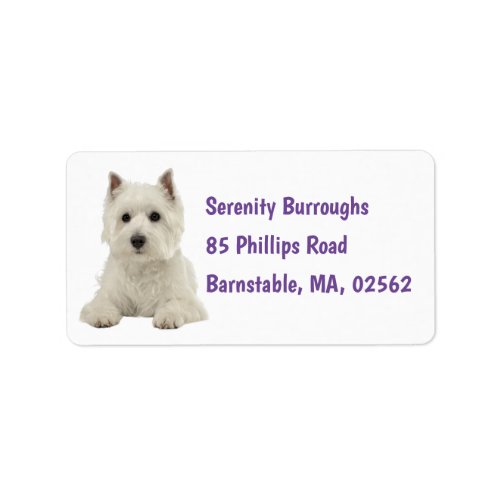 Cute Westie White Puppy Dog West Highland Terrier Label