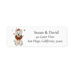 Cute Westie White Terrier Dog Wreath Label
