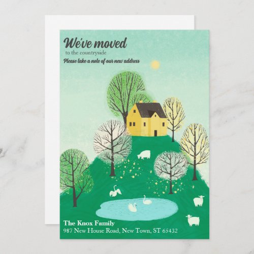 Cute Weve Moved  Countryside  Lake House Announcement