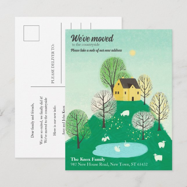 Cute We've Moved | Countryside | Lake House Announcement Postcard (Front/Back)