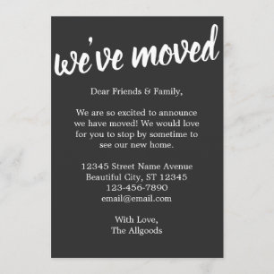 Cute We've Moved House Black Moving Announcement