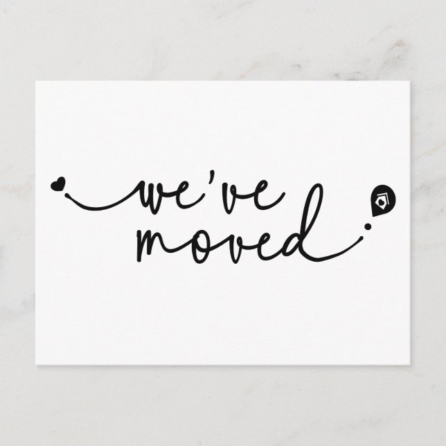 Cute We've Moved Modern Handwritten Script Heart Postcard (Front)
