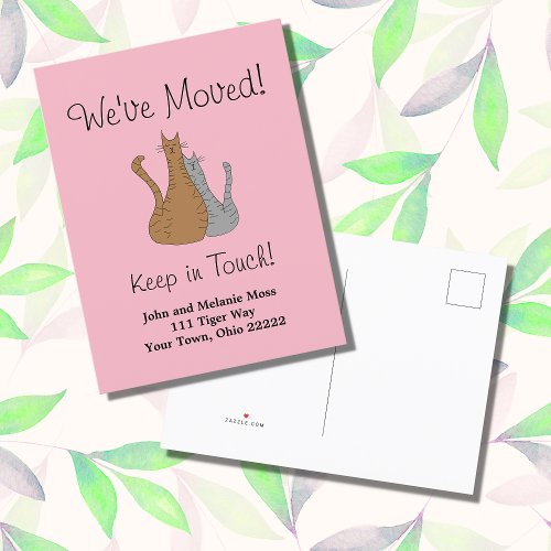 Cute Weve Moved Tabby Cats Announcement Postcard