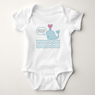 Cute Whale Add Your Text to Personalize Baby Bodysuit