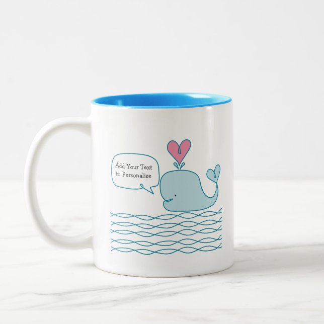 Cute Whale Add Your Text to Personalize Two-Tone Coffee Mug (Left)